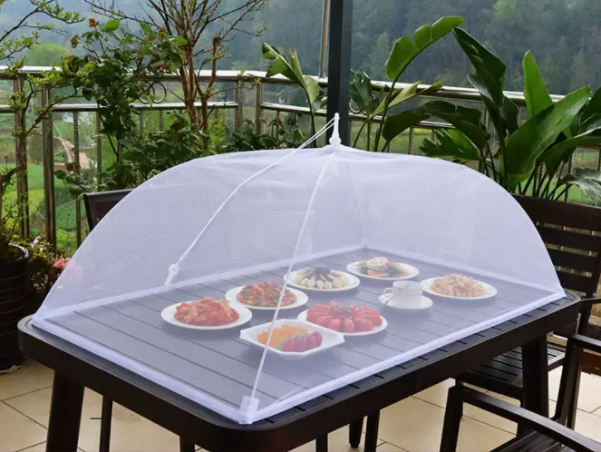 Popular transparent anti-fly mesh cover for dining table and food (size: 120cm*80cm)