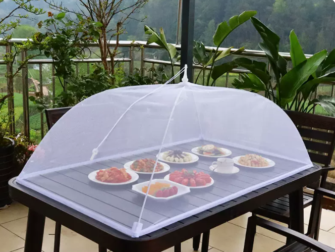 Popular transparent anti-fly mesh cover for dining table and food (size: 130cm*70cm)