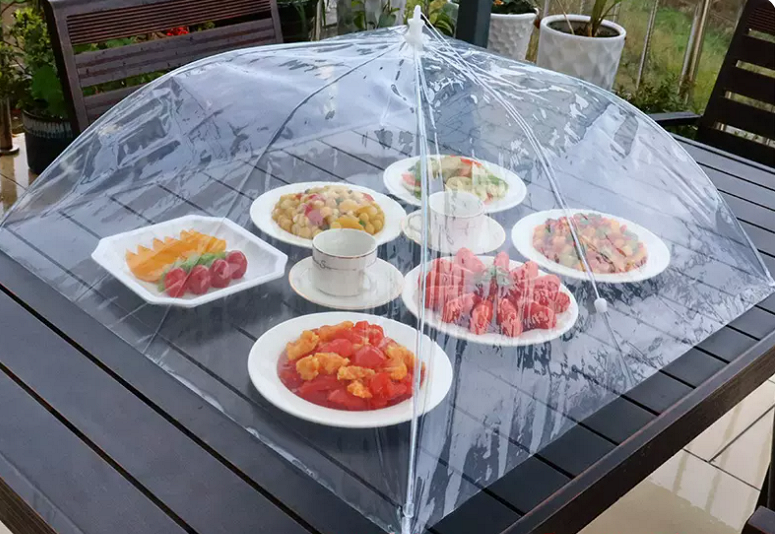 Popular plastic transparent dining table dust cover (size: 70cm*70cm square)
