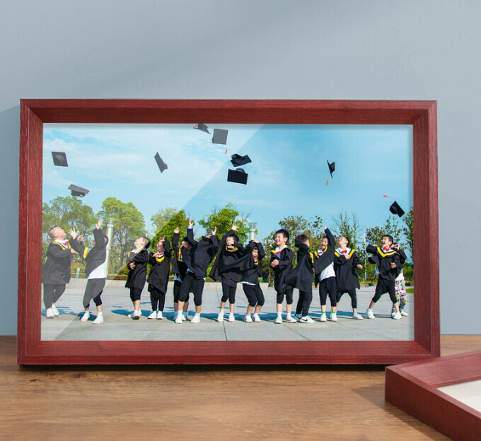 Popular rectangular graduation photo frame (classic mahogany color, 8*18 inches [can hold 20.5*46 cm] horizontal bracket)