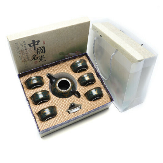 Hot Selling Ceramic Chinese Kung Fu Tea Set [C Songhe Changchun Teapot 7 Pieces [Gift Box]