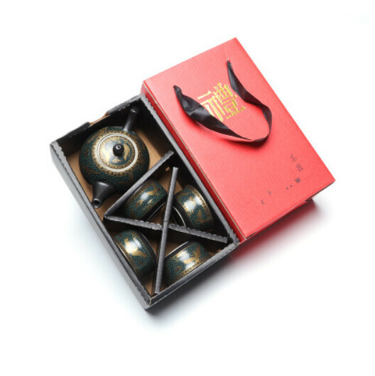 Hot Selling Ceramic Chinese Kung Fu Tea Set [D Songhe Changchun Teapot 5 Pieces [Gift Box]