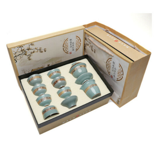 Hot Selling Ceramic Tea Set [E Jinzhu Ge Kiln Covered Bowl 10 Pieces [Gift Box] Covered Bowl Style]