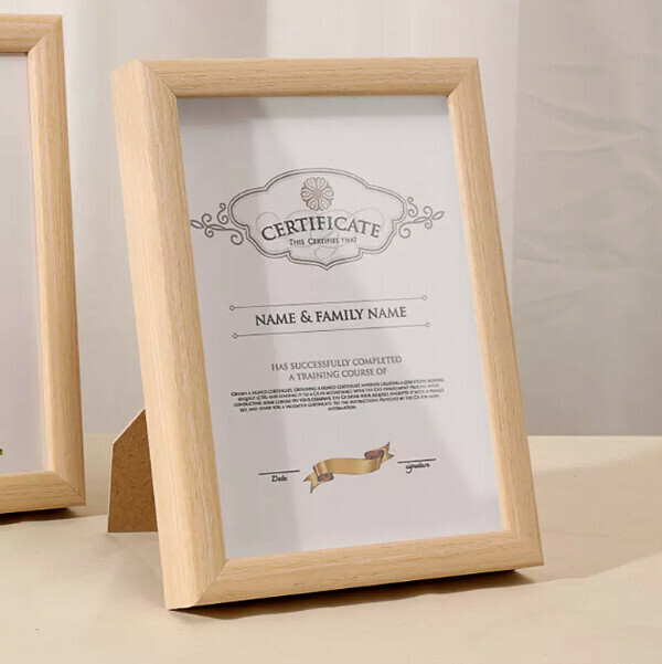 Hot selling solid wood certificate frame (oak color A4 [inner diameter 21*29.7 cm] dual-purpose hanging pendulum)