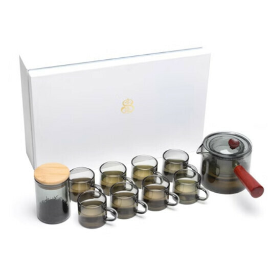 Hot selling thickened heat-resistant and high-temperature glass tea set [A3 ink glass pot [8 ear cups + jar] gift box]