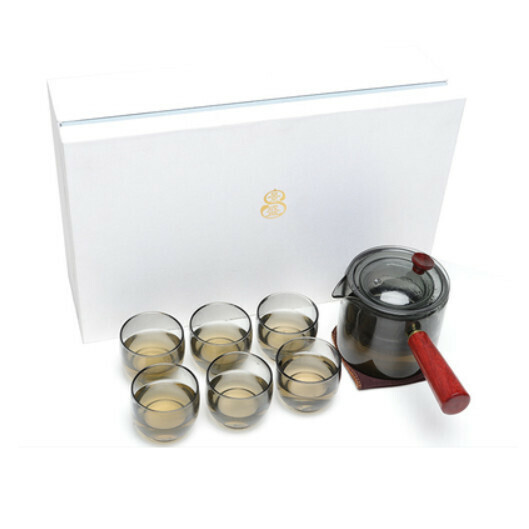 Hot selling thickened heat-resistant and high-temperature resistant glass tea set [A2 ink glass pot [6 round cups] gift box]
