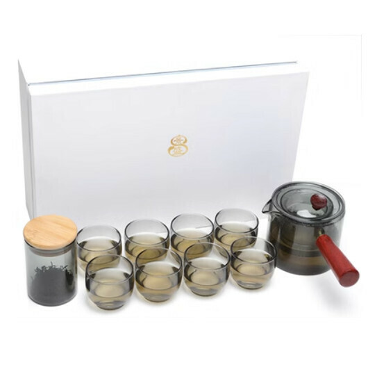 Hot selling thickened heat-resistant and high-temperature resistant glass tea set [A4 ink glass pot [8 round cups + cans] gift box]