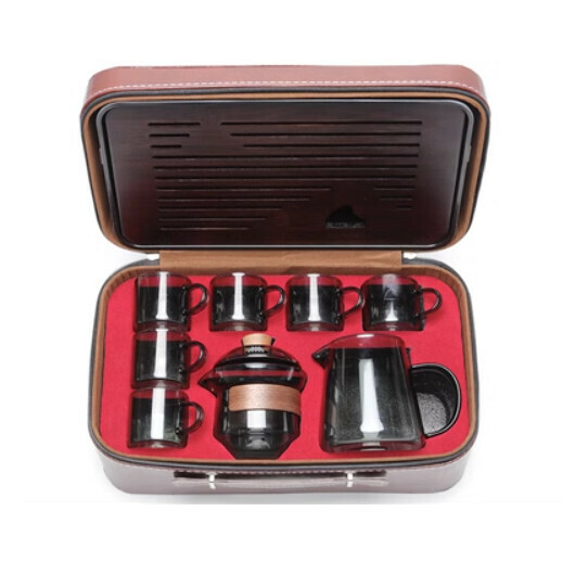 Hot selling high temperature resistant glass tea set [A1 light ink Xiangyun [ear cup 8 heads + bag + plate]