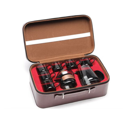 Hot selling high temperature resistant glass tea set [A3 light ink Xiangyun [ear cup] 8 heads + leather bag]