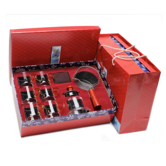 Hot selling high temperature resistant glass tea set [A3 fire kettle 6 cups + red gift box]