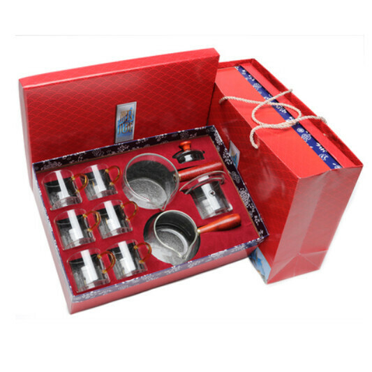 Hot selling high temperature resistant glass tea set [A5 fire kettle 6 cups + tea sea + gift box]