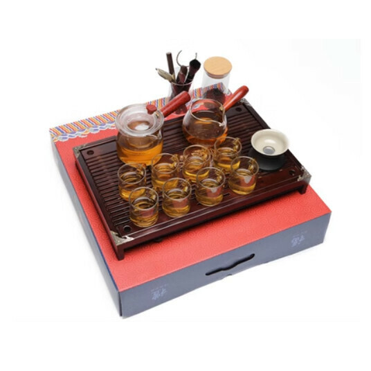 Hot selling high temperature resistant glass tea set [A12 fire kettle 8-cup sea filter tank dish gift box]