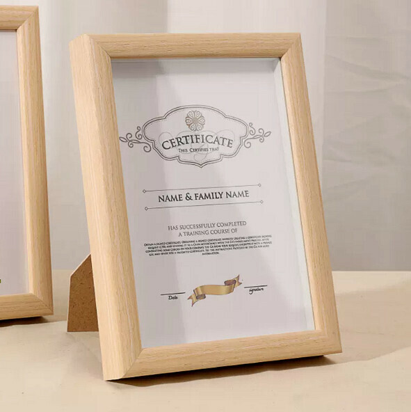 Hot selling solid wood certificate frame (oak color hollow A5 [inner diameter 14.8*21 cm] dual-purpose hanging pendulum)