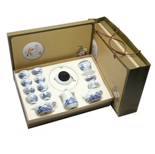熱賣白瓷功夫茶具組合套裝【A3國畫山水【大全套裝】禮盒】