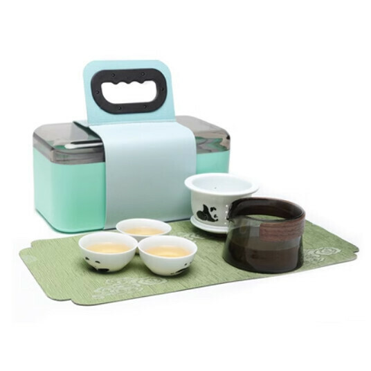 熱賣便捷式戶外露營套裝【A8款-熊貓茶具竹綠盒+茶席】