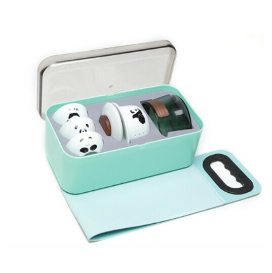 熱賣便捷式戶外露營套裝【A1款-熊貓茶具【竹綠盒】
