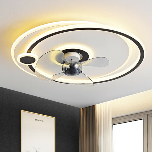 爆款現代吸頂電風扇吊燈（6017-黑色-150W+遙控+手機APP+天貓精靈版）
