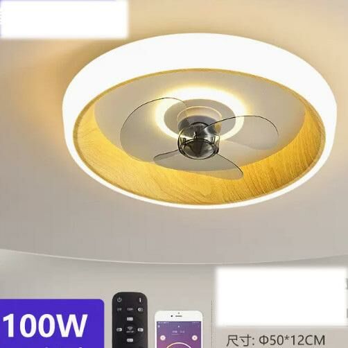 爆款現代吸頂電風扇吊燈（802-全木紋-100W+遙控+手機APP+天貓精靈版）