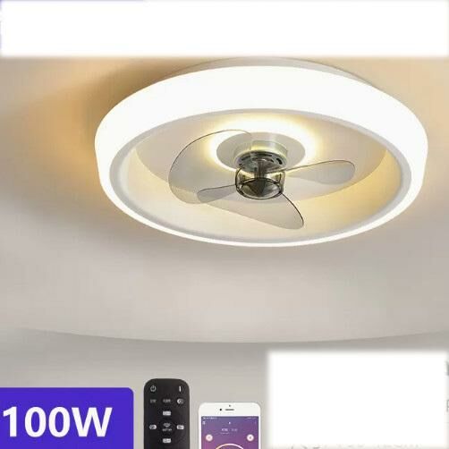 爆款現代吸頂電風扇吊燈（802-白色款-100W+遙控+手機APP）