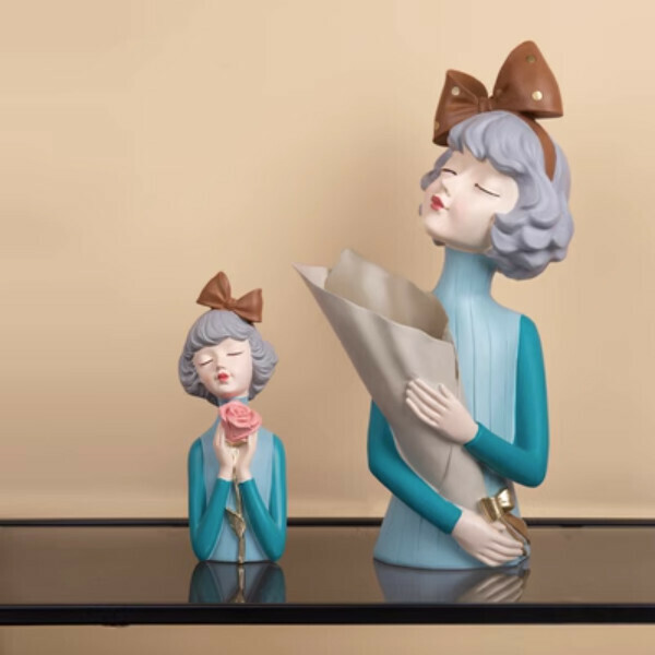 Popular bow girl ornaments (pair of blooming bow girls - blue)