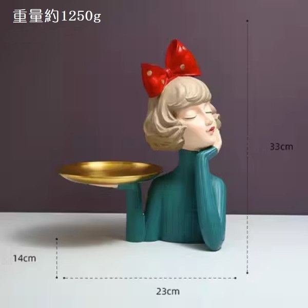 Popular bow girl ornaments (blooming bow girl tray-green)