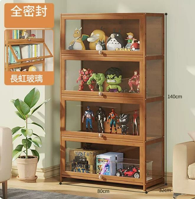 爆款手辦透明展示櫃（透明 4層80CM長）