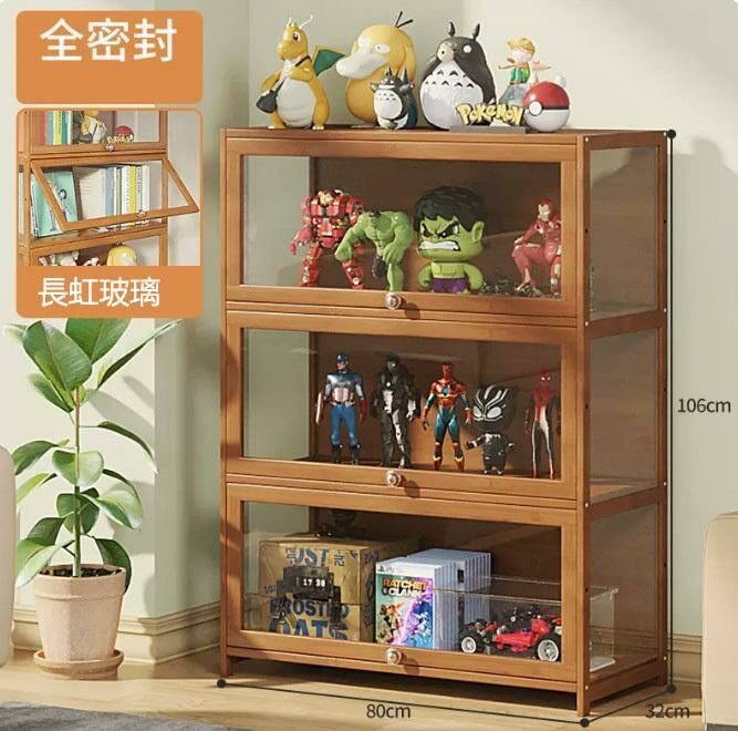 爆款手辦透明展示櫃（透明 3層80CM長）