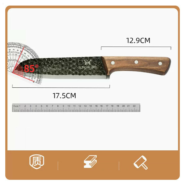 New kitchen knife household knife kitchen meat cleaver Santoku knife cutting board set (blue)