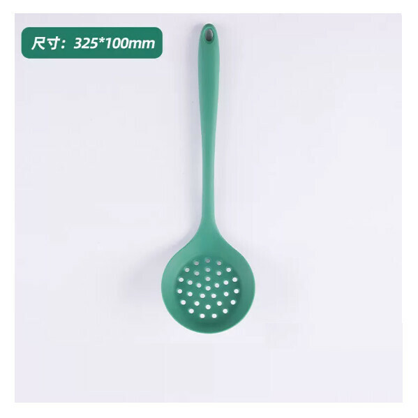 New silicone spatula, non-stick pan, high temperature resistant cooking spatula, soup spoon, kitchen utensils (silicone colander [noodles, dumplings] green porcelain series)