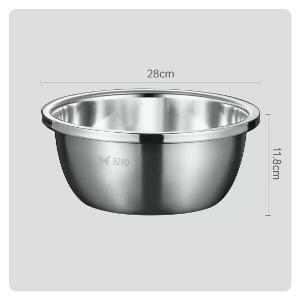 新款304不銹鋼盆和麵盆廚房打蛋洗菜瀝水盆湯盆鐵盆(【加深特厚】304鋼盆28cm)