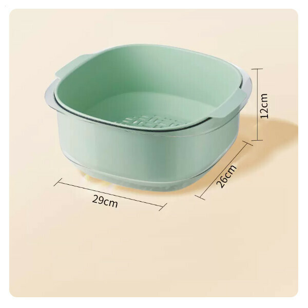 New double-layer drain basket, kitchen sink, fruit and vegetable dish basket, rice basket (Ruozhuqing transparent double layer (capacity 5L))