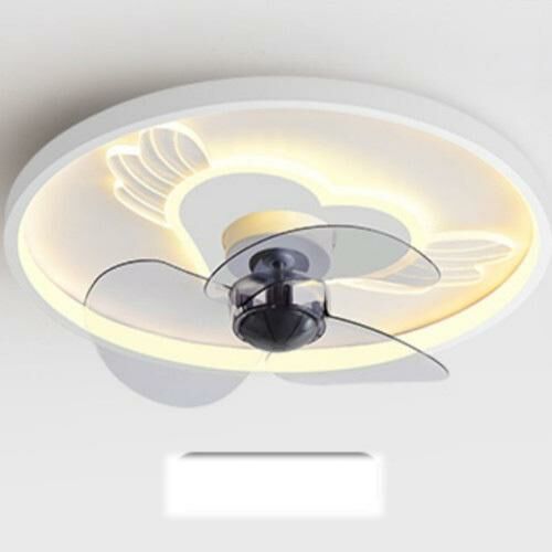 新款現代吸頂電風扇吊燈（愛心-白色-50CM-變頻遙控+手機APP）