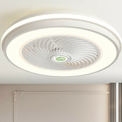 新款現代吸頂電風扇吊燈（白色圓-52CM-無極調光-遙控+手機APP）