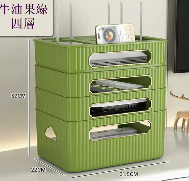 Hot selling router storage rack storage box (avocado green-four layers)