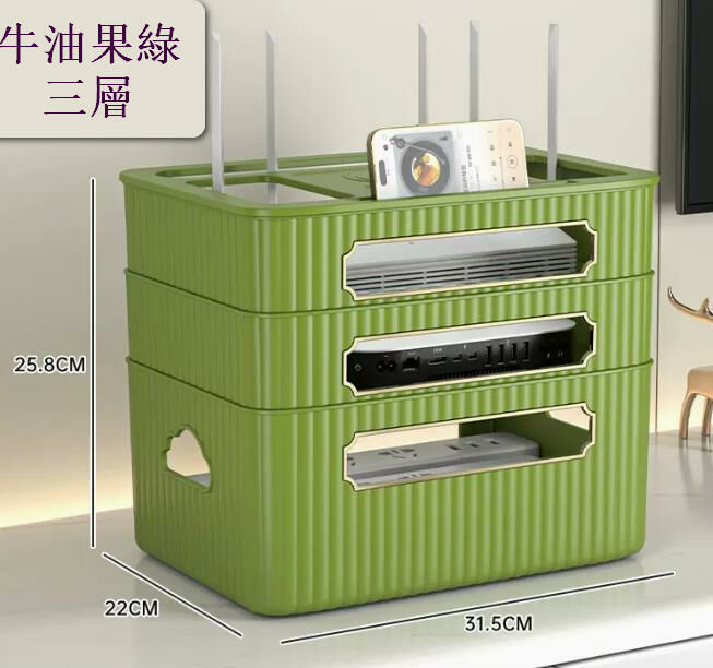Hot selling router storage rack storage box (avocado green-three layers)