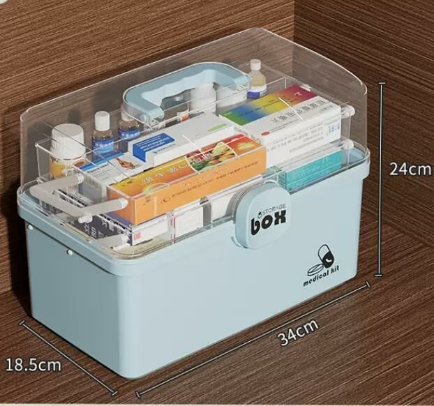 熱賣【中號-藍色】醫藥箱 藥物整理盒 小藥品收納櫃  