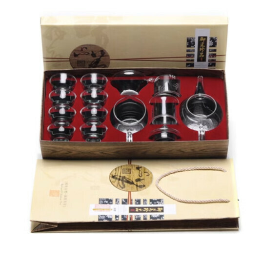 新款玻璃透明功夫茶具套裝【A3-玻璃套裝12頭(茶壺)長禮盒】