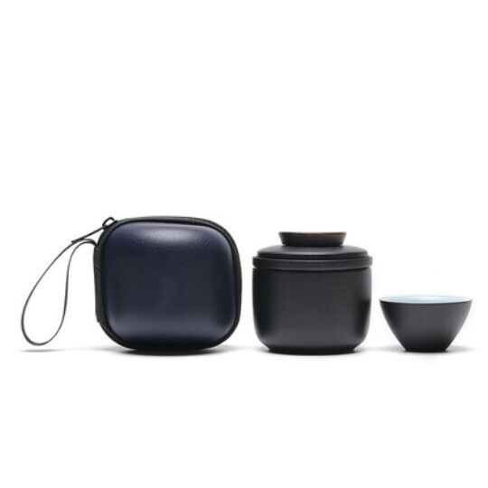 熱推戶外便攜式旅行茶具【A2圓點[黑]一壺大小杯 皮包】