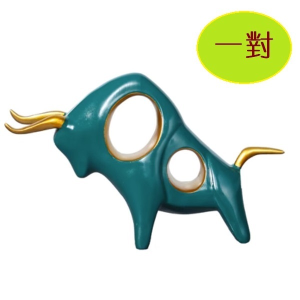 Hot recommendation: a pair of cow resin lucky ornaments (low-bowed cow-a pair of green)