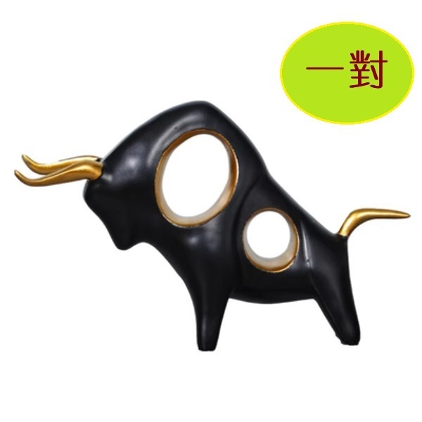Hot recommendation: a pair of cow resin lucky ornaments (low-bowed cow-a pair of black)