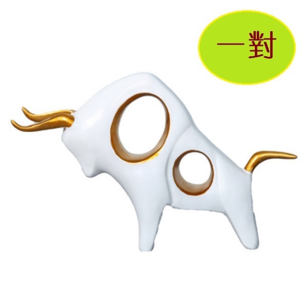 Hot recommendation: a pair of cow resin lucky ornaments (low-bowed cow-a pair of white)