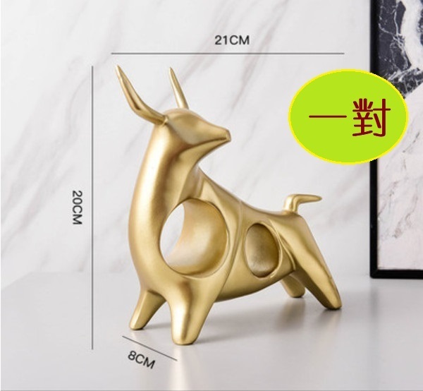 Hot recommendation: a pair of cow resin lucky ornaments (headed cow-a pair of gold)