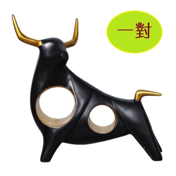 Hot recommendation: a pair of cow resin lucky ornaments (headed cow-a pair of black)