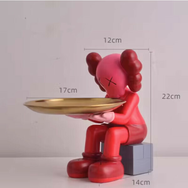 Hot recommended creative storage tray ornaments (violent bear tray-red)