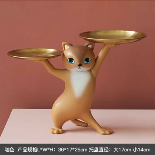 Hot recommended creative storage tray ornaments (enchanting cat coffee color)