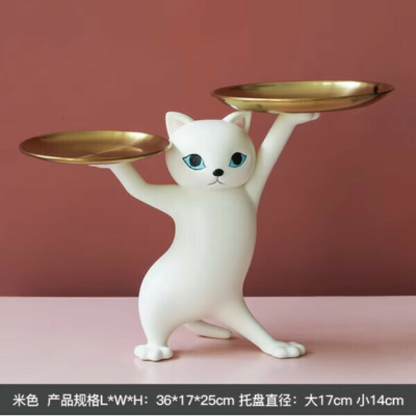 Hot recommended creative storage tray ornaments (enchanting cat white)