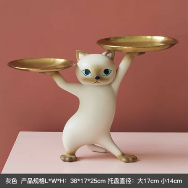 Hot recommended creative storage tray ornaments (enchanting cat gray)