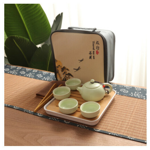 熱推定窯西施壺功夫茶具【西施壺青9件套巾夾布包】