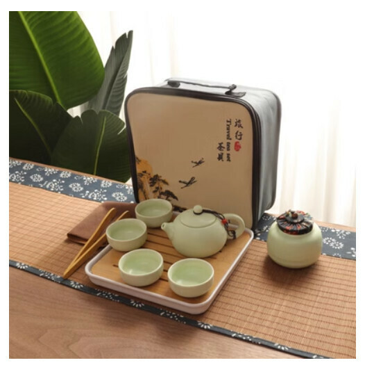熱推定窯西施壺功夫茶具【西施壺青10件套巾夾布盤布包】