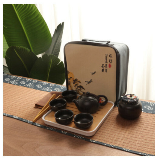 熱推定窯西施壺功夫茶具【西施壺黑10件套巾夾布盤布包】